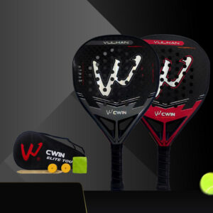 Camewin 5025 advanced padel rackets in black and red with carrying case